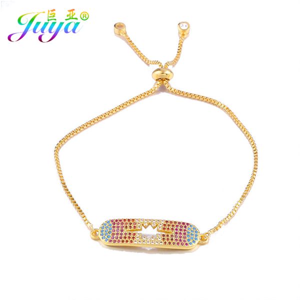 

dropshipping brand jewelry bracelets adjustable gold chain bracelet micro pave colorful zircon star charm bracelets for women, Golden;silver