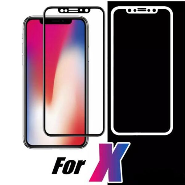 

Full Cover Tempered Glass For Iphone X 10 8 7 6 6S Plus 4.7inch 5.5 inch white black no package