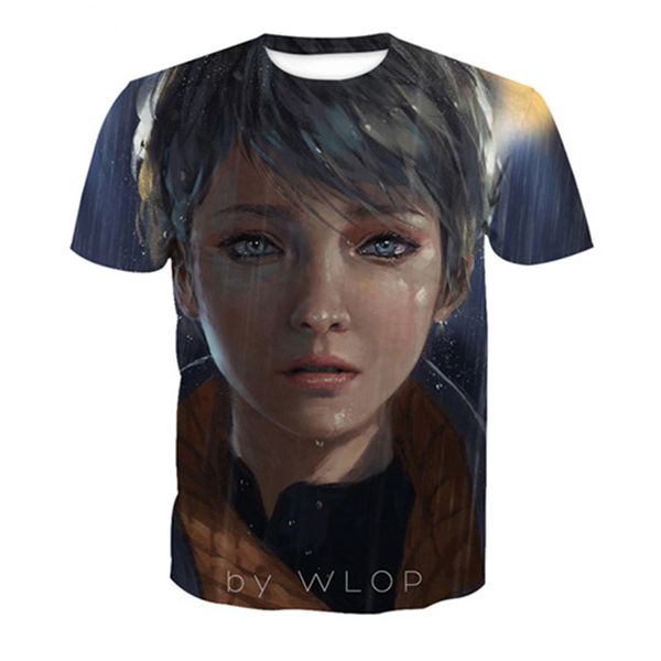 

detroit become human latest harajuku style t-shirt 3d printed women/men short sleeve t-shirt casual 3d t-shirt k438, White;black