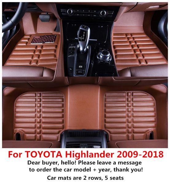 2019 For Toyota Highlander 2009 2018 Waterproof Mat Car Floor Mats