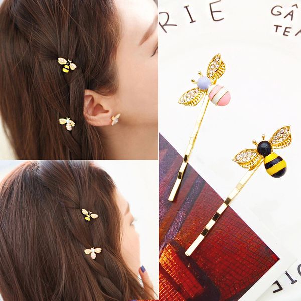 2020 Cute Rhinestone Bee Hair Pins Geometric Simple Alloy Side