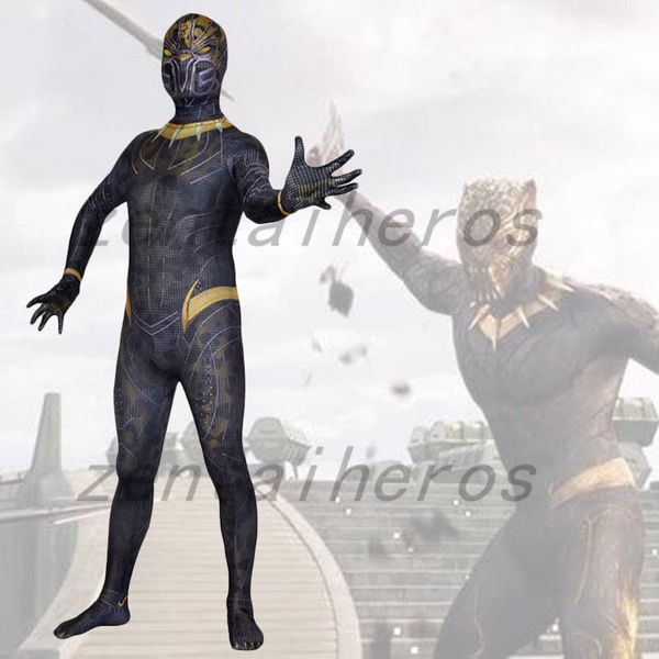 

2018 черная пантера эрик killmonger супергерой спандекс лайкра зентаи хэллоуин костюм, Black;red