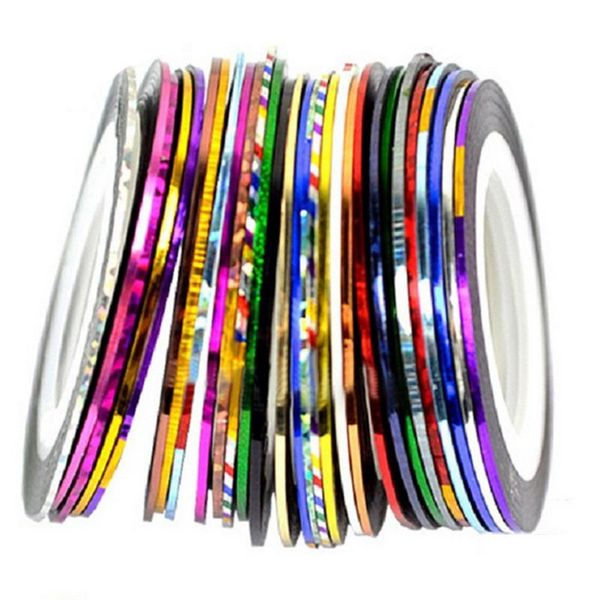 

30 color rolls striping tape line nail art sticker brand line nail art decoration sticker diy nails stickers for uv gel, Black