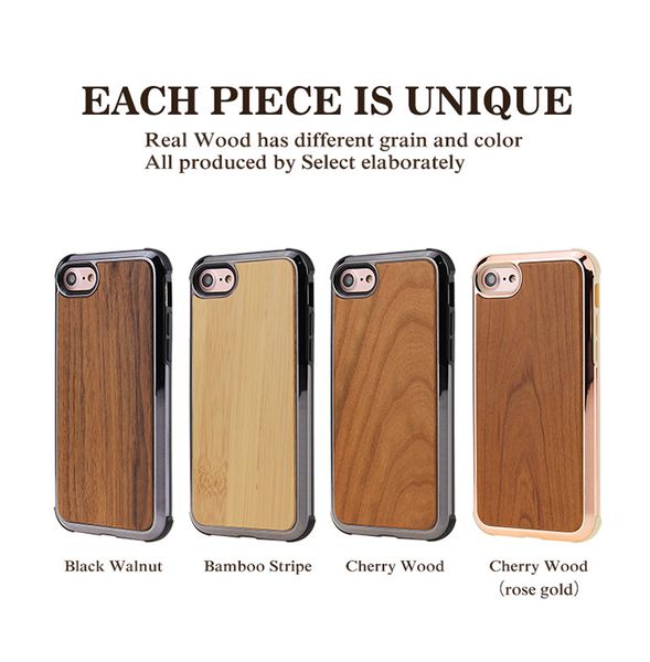 

new coming for iphone 8 designer briefcase shockproof soft edge protective wooden case hybrid pc+tpu+wood defender case