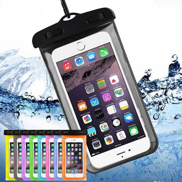 

Waterproof Phone Case Cellphone Water Proof Iphone Underwater Pouches Fluorescent Edge Dry Bags with Lanyard for iphone XS MAX XR X 8 WCC1-2