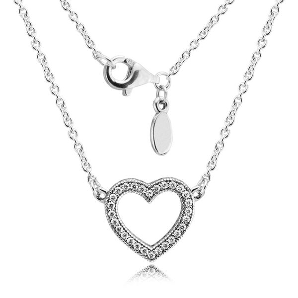 

europe necklaces 100% 925 sterling silver loving hearts clear cz necklaces pendants for women fine jewelry ing
