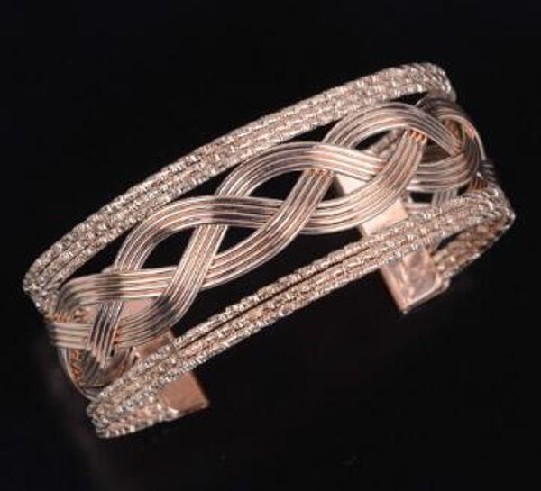 

fashion european and american new wide open mouth bracelet with woven metal bangles is fashionable and elegant, Black