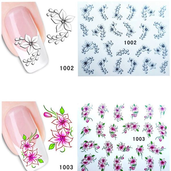 

2pcs flower butterfly design nail art sticker water transfer stickers beauty nail decal art decoration foil fingernail tip, Black