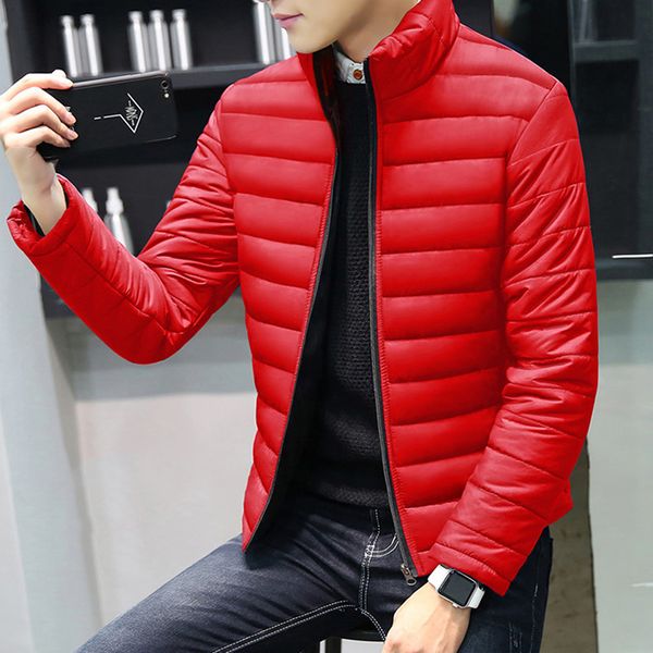 

new fashion winter parkas men outerwear casual slim stand collar zipper parkas male cotton-padded jacekt plus size overcoat, Black