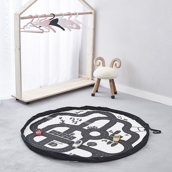 

portable toy organizer storage bag kid play mat large durable home decor adventure racing round kids crawling rug carpet blanket