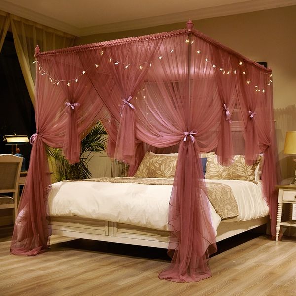 

romantic european style double-deck three-door court double bed mosquito net full queen king size prevent mosquitoes bedding set
