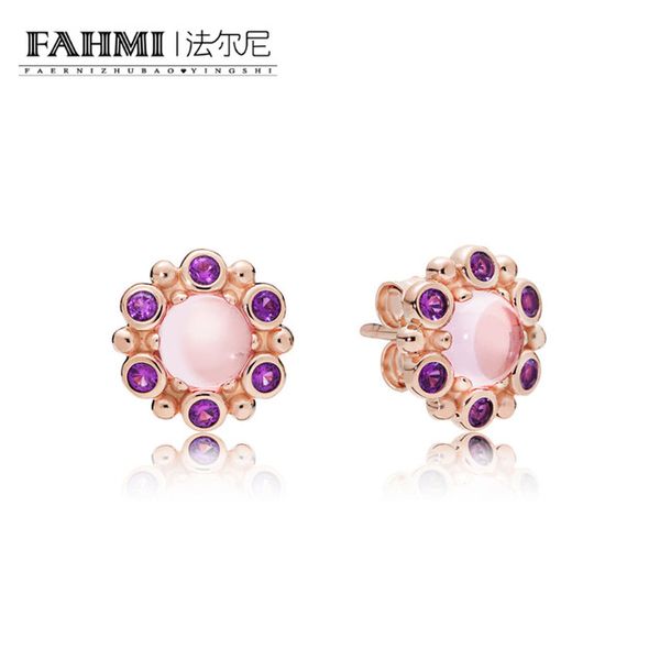 

fahmi 100% 925 sterling silver 287728npm rose heraldic radiance earring studs slim chic fun original women's jewelry, Golden;silver
