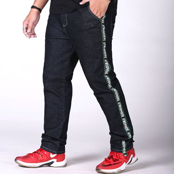 

2018 new designer slim fit ripped black jeans men hi-street mens distressed denim biker washed jeans plus size 30-40 42 44 46 48, Blue