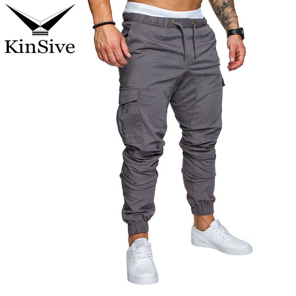 

men pants 2018 new fashion men jogger trousers fitness bodybuilding gyms cargo pants for runners clothing autumn sweatpants, Black
