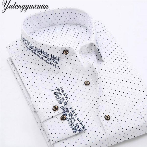 

men's shirt brand dress 2017 autumn winter long sleeve fashion printed casual shirts social male clothes camisa masculina 4xl, White;black