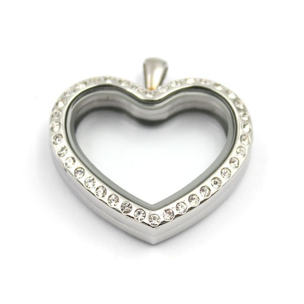 

silver black rose gold ) heart crystals stainless steel magnetic floating locket glass memory lockets pendant for diy jewelry