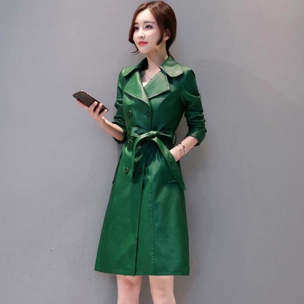 

oeaid 2018 new plus size 3xl leather jacket women leather coat long ladies jackets and coats outerwear clothing female, Black