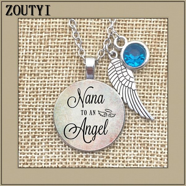 

2018/memorial necklace charm, nana angel, memory, lost baby, lost grandson, stillbirth, stray charm and birthstone, Silver