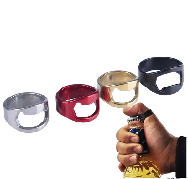 4 cores anel anelar Frasco De Aço Inoxidável abre-latas de Cerveja abre-latas Preto Prata Vermelho Ouro abre-latas 22MM