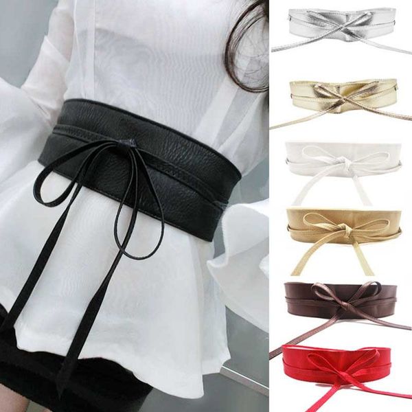 Frauen Mädchen Pu Leder Taille Gürtel Shaper Weiche Breite Selbst Krawatte Wrap Um Taille Band Kleid Taille Cincher