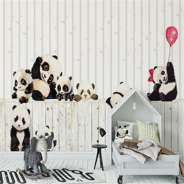 Custom 3d Modern Wallpaper Kids Room Living Room Bedroom Wall Mural Minimalist Playing Pandas Bamboo Wallpaper Home Decor Best High Definition