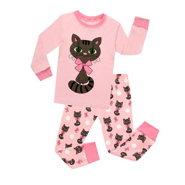 

2018 matching girls and doll pajamas sets kids cat cute cotton pajama baby girls pyjamas kids pijamas unicorn nightwear homewear, Blue;red