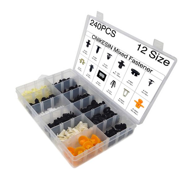 

shipping 12 kinds mixed auto fastener 240pcs car bumper door plank push type fixed clamp clip for honda toyota series fastener