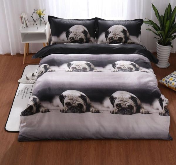 

3d dog 3 pcs bedding set duvet cover duvet quilt cover pillowcases bed sheet king  (no sheet no filling