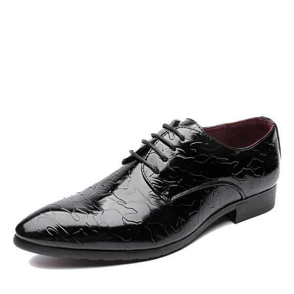 

2018 man flat classic men dress shoes leather embossed carved italian formal oxford plus size 38-48 for winter, Black