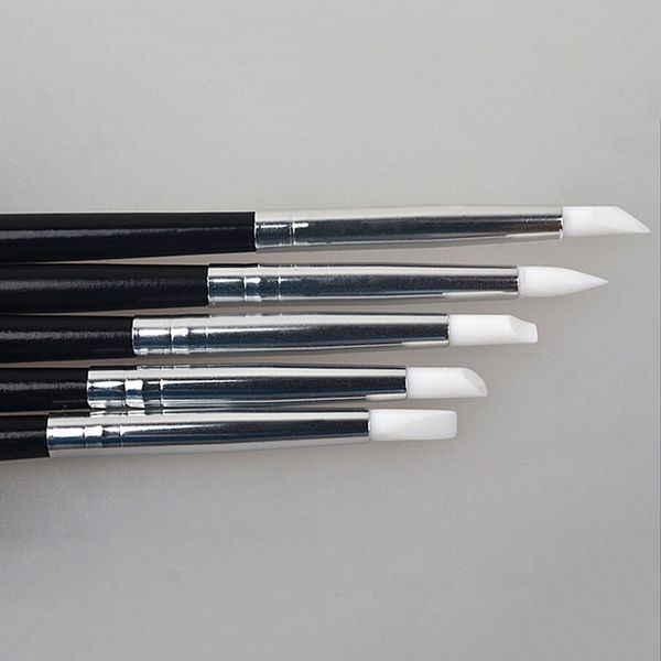 

new 5pcs/set white silicone rubber shapers polymer clay sculpting fimo modelling tools multi function pen diy art tools supply, Black;red