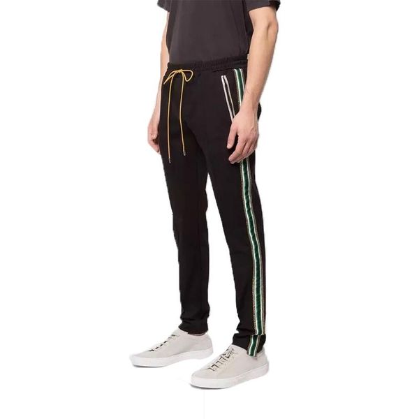 

Rhude Luxury Brand черный блесток полоса брюки спортивные штаны фитнес улица хип-хоп повс