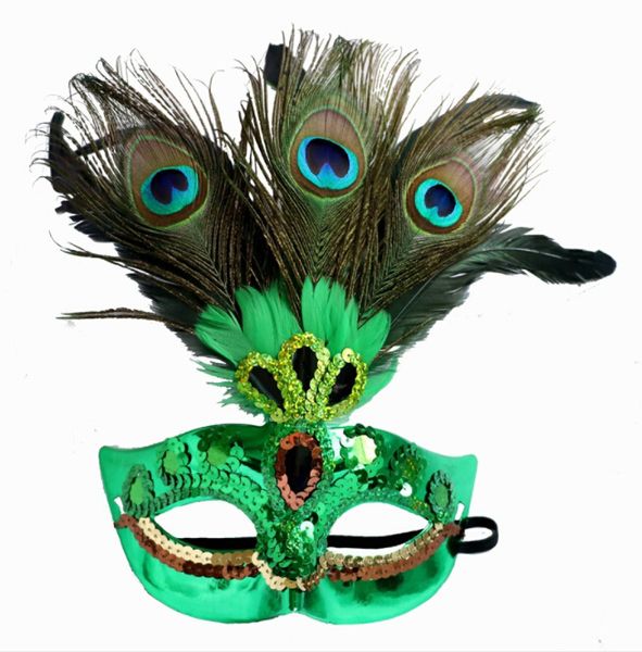 

peacock feather women party holiday mask halloween queen princess makeup decoration mask, Silver