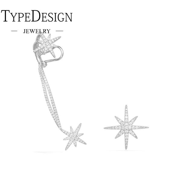 

type jewelry asymmetric star ear clip on earring for women, Golden;silver