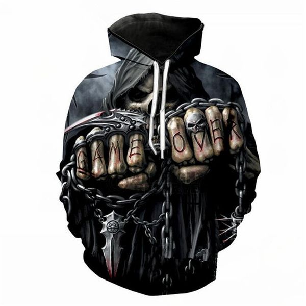 

новейшие мода череп 3d печати толстовки мода одежда женщины / мужчины толстовка повседневная пуловеры k324, Black