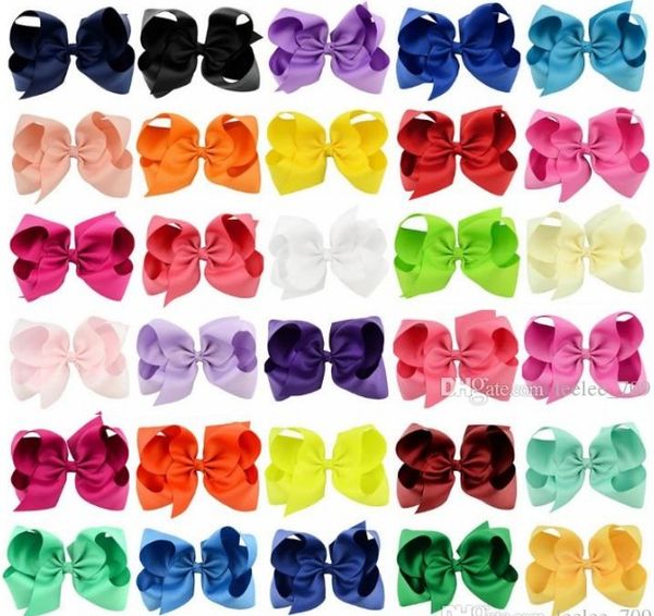 

37 colors 6 inch fashion baby ribbon bow hairpin clips girls large bowknot barrette kids hair boutique bows children hair accessories kfj125, Slivery;white