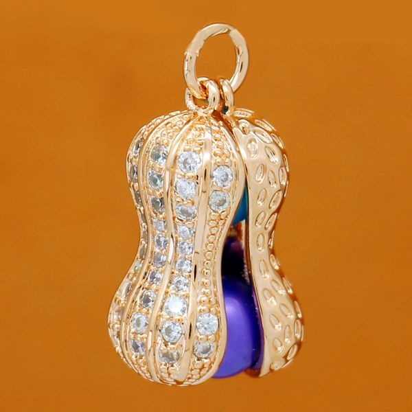 Großhandel Mode 2 Perlenkette Anhänger Kupfer Erdnussform Anhänger Halterung