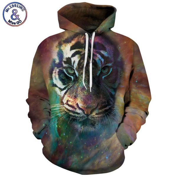 

mr.1991inc style starry sky tiger printing casual sweatshirts men/women hoodie sweatshirt hooded pullovers s-3xl m067, Black