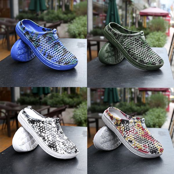 

good quality camouflage summer men sandals breathable mesh shoe men outdoor beach leisure male sandals lazy mesh wading sandals, Black