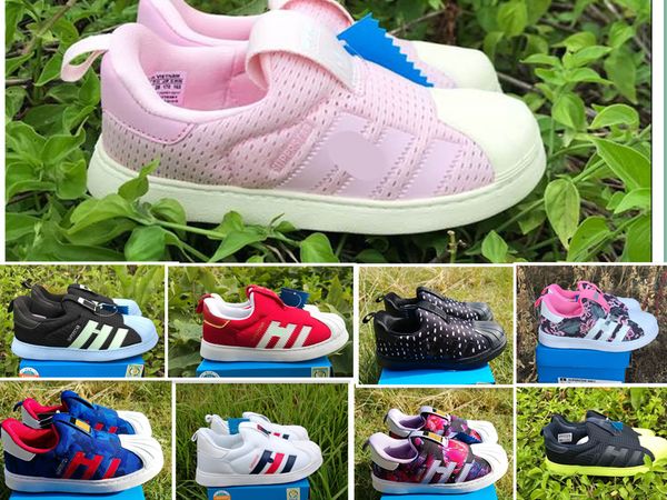 

оптовая кузнец superstar 360 i мягкие подошвы кроссовки детей мода ребенка повседневная обувь zapatillas deportivas мальчики девочки подарок, Black