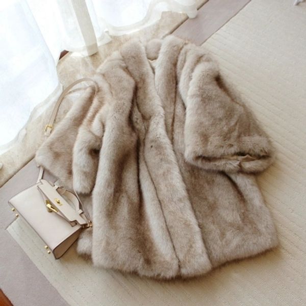 

new style high-end fashion women faux fur coat s18, Black