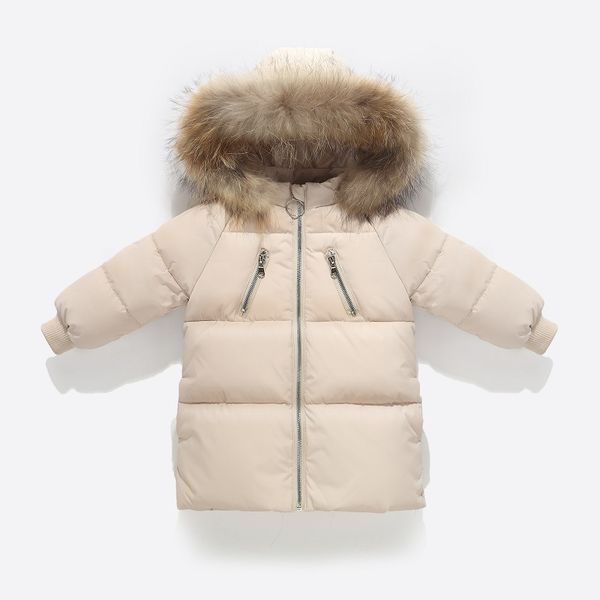 

white duck down jacket kids coat with colorful raccoon fur real hooded baby girl boy snow winter clothes children 2 3 4 5 6, Blue;gray
