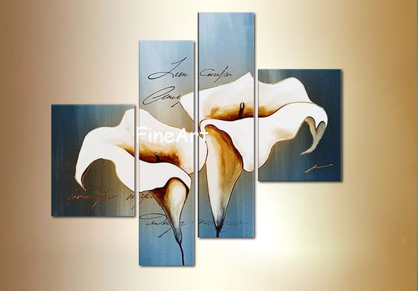 

modern lily flower canvas art beautiful abstract art canvas painting 4 panel hanging on wall bedroom decoration for home