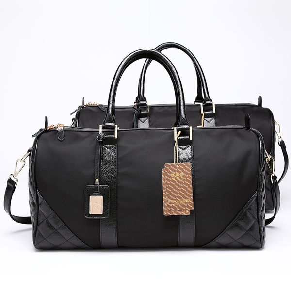 

original nylon leather travel bags carry on luggage bags men duffel travel tote large capacity weekend bag overnight