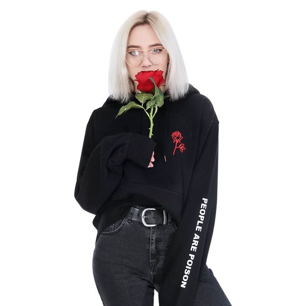 

are poison rose sleeve print hoodie sweatshirt women black inspired aesthetic pale pastel grunge aesthetics hoodies pullovers