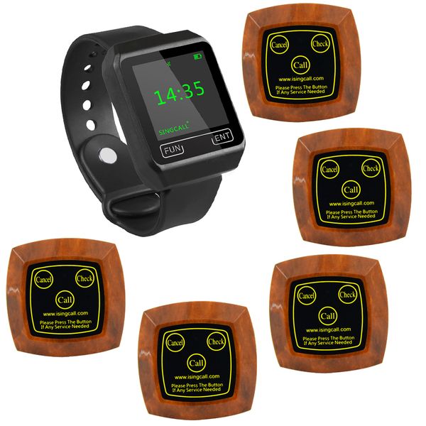 

singcall wireless ktv hospital service calling system 5 multi-buttons 1 watch