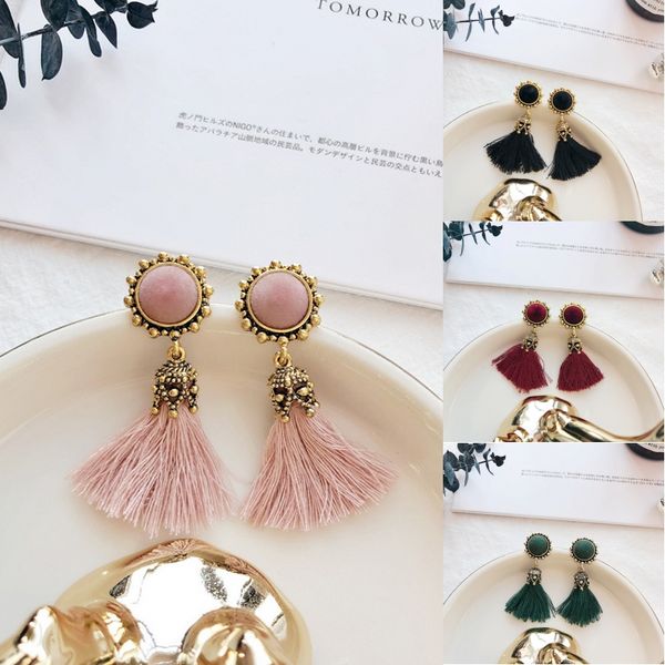 

Hot Sale Simple Retro Round Tassel Earrings Female Sweet Temperament Earrings Accessories 4 Styles For Women Gift D898Q
