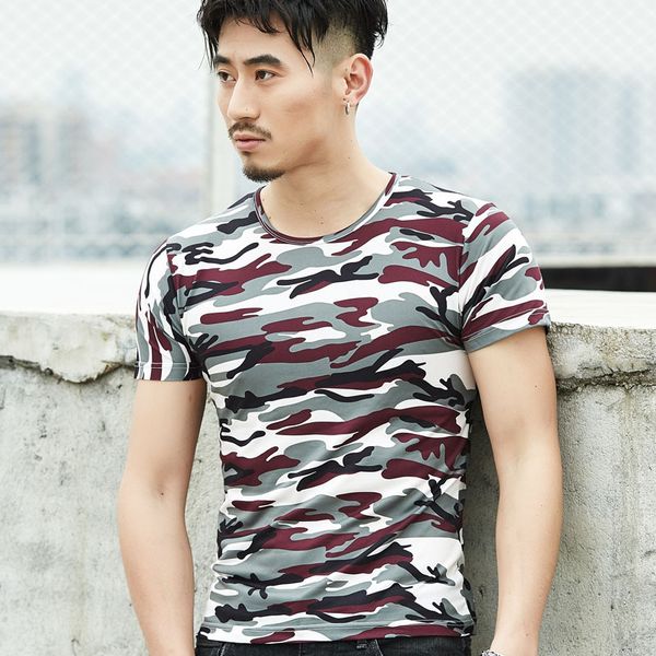 

high summer t-shirt men camouflage shirts stretch clothing sleeve t male brand fashion quality short casual tshirt fuvdi