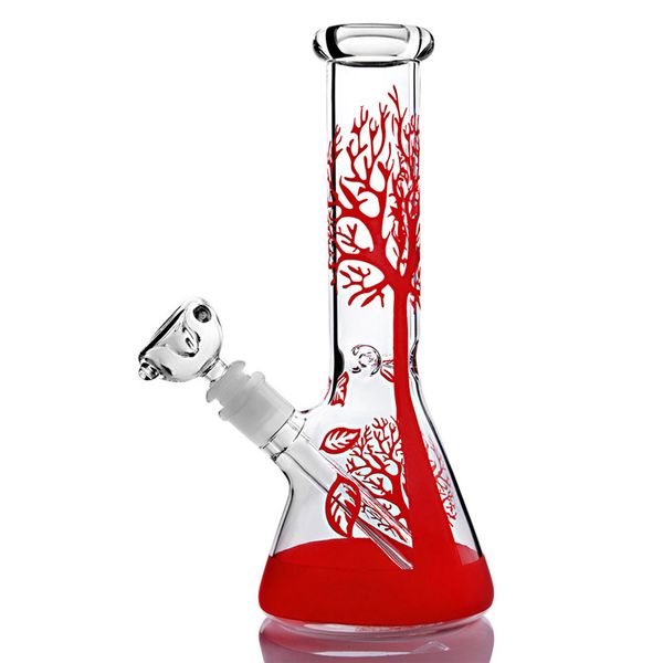 Red Beaker Bong Wasserpfeifen Gerade Glaswasserpfeifen Dab Rigs Baumdesign 11,5 Zoll und 14-mm-Verbindung