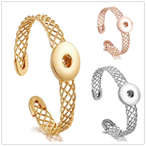 

new styles noosa chunks snaps jewelry gold silver metal 18mm snap buttons cuff bracelet for women men snap button jewelry, Golden;silver