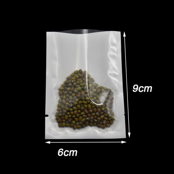 

300pcs/lot 6*9cm small front clear / white plstic open bag heat sealable translucent food grade plastic vacuum poly bags wholesale